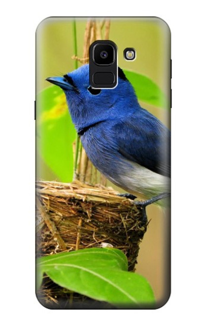 W3839 Bluebird of Happiness Blue Bird Hülle Schutzhülle Taschen und Leder Flip für Samsung Galaxy J6 (2018)