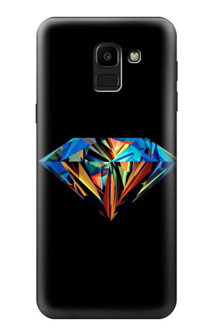 W3842 Abstract Colorful Diamond Hülle Schutzhülle Taschen und Leder Flip für Samsung Galaxy J6 (2018)