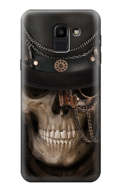 W3852 Steampunk Skull Hülle Schutzhülle Taschen und Leder Flip für Samsung Galaxy J6 (2018)