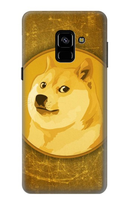 W3826 Dogecoin Shiba Hülle Schutzhülle Taschen und Leder Flip für Samsung Galaxy A8 (2018)