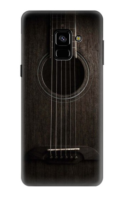 W3834 Old Woods Black Guitar Hülle Schutzhülle Taschen und Leder Flip für Samsung Galaxy A8 (2018)