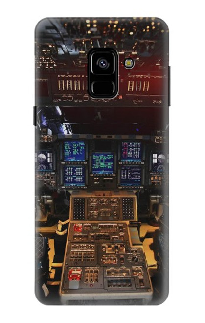 W3836 Airplane Cockpit Hülle Schutzhülle Taschen und Leder Flip für Samsung Galaxy A8 (2018)