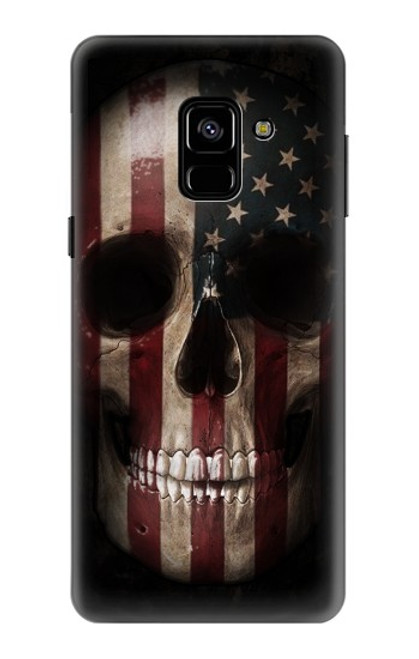 W3850 American Flag Skull Hülle Schutzhülle Taschen und Leder Flip für Samsung Galaxy A8 (2018)