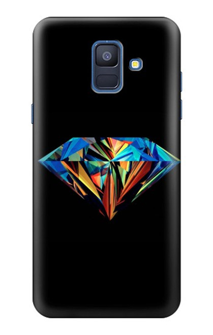 W3842 Abstract Colorful Diamond Hülle Schutzhülle Taschen und Leder Flip für Samsung Galaxy A6 (2018)