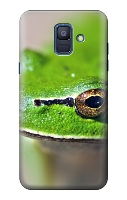 W3845 Green frog Hülle Schutzhülle Taschen und Leder Flip für Samsung Galaxy A6 (2018)