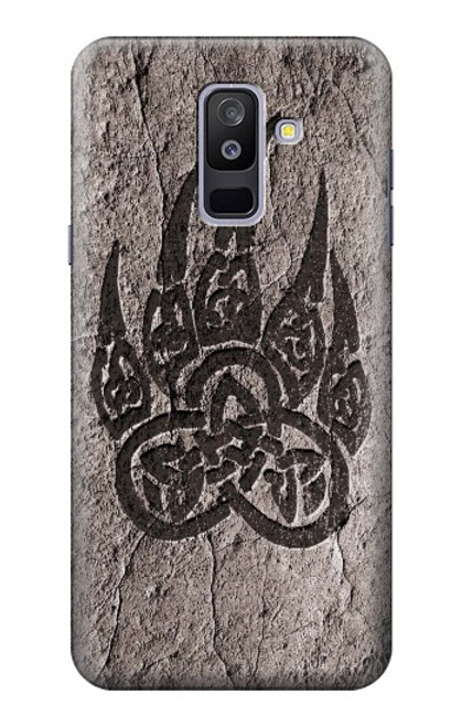 W3832 Viking Norse Bear Paw Berserkers Rock Hülle Schutzhülle Taschen und Leder Flip für Samsung Galaxy A6+ (2018), J8 Plus 2018, A6 Plus 2018
