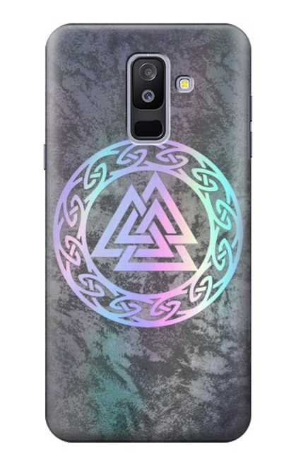 W3833 Valknut Odin Wotans Knot Hrungnir Heart Hülle Schutzhülle Taschen und Leder Flip für Samsung Galaxy A6+ (2018), J8 Plus 2018, A6 Plus 2018