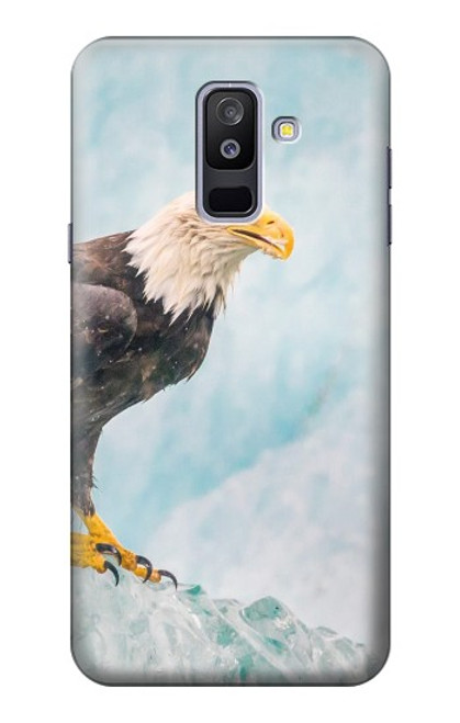 W3843 Bald Eagle On Ice Hülle Schutzhülle Taschen und Leder Flip für Samsung Galaxy A6+ (2018), J8 Plus 2018, A6 Plus 2018