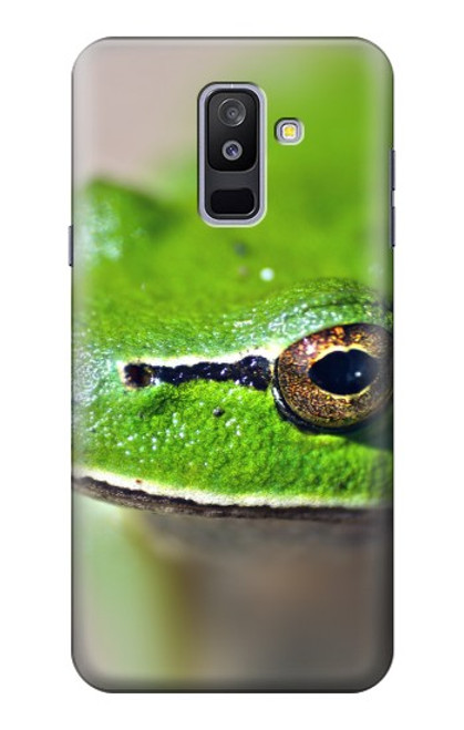 W3845 Green frog Hülle Schutzhülle Taschen und Leder Flip für Samsung Galaxy A6+ (2018), J8 Plus 2018, A6 Plus 2018