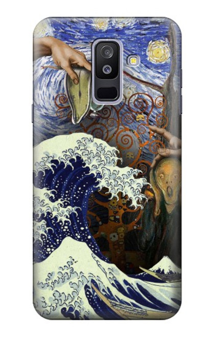 W3851 World of Art Van Gogh Hokusai Da Vinci Hülle Schutzhülle Taschen und Leder Flip für Samsung Galaxy A6+ (2018), J8 Plus 2018, A6 Plus 2018