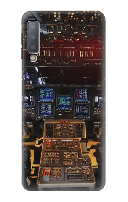 W3836 Airplane Cockpit Hülle Schutzhülle Taschen und Leder Flip für Samsung Galaxy A7 (2018)