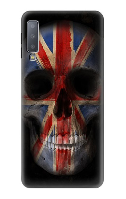 W3848 United Kingdom Flag Skull Hülle Schutzhülle Taschen und Leder Flip für Samsung Galaxy A7 (2018)
