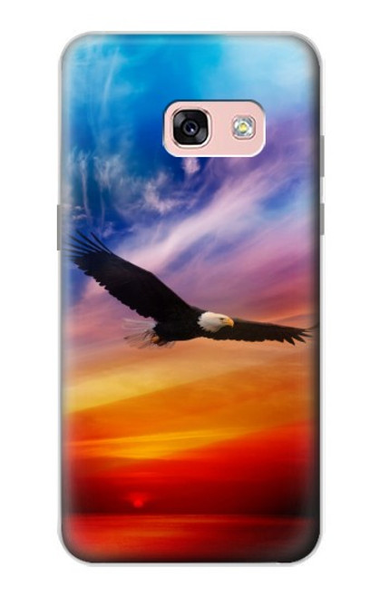W3841 Bald Eagle Flying Colorful Sky Hülle Schutzhülle Taschen und Leder Flip für Samsung Galaxy A3 (2017)