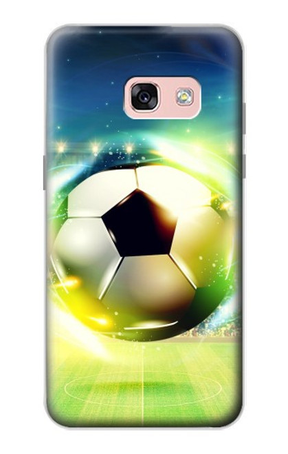 W3844 Glowing Football Soccer Ball Hülle Schutzhülle Taschen und Leder Flip für Samsung Galaxy A3 (2017)