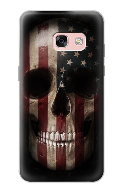 W3850 American Flag Skull Hülle Schutzhülle Taschen und Leder Flip für Samsung Galaxy A3 (2017)