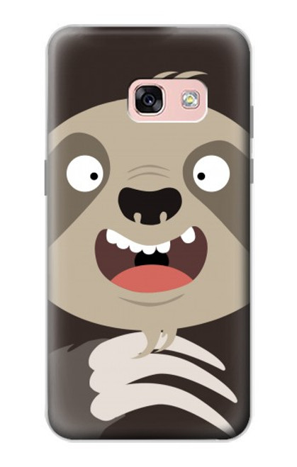 W3855 Sloth Face Cartoon Hülle Schutzhülle Taschen und Leder Flip für Samsung Galaxy A3 (2017)