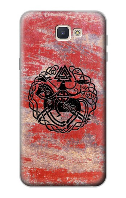 W3831 Viking Norse Ancient Symbol Hülle Schutzhülle Taschen und Leder Flip für Samsung Galaxy J7 Prime (SM-G610F)