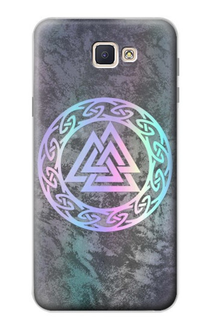 W3833 Valknut Odin Wotans Knot Hrungnir Heart Hülle Schutzhülle Taschen und Leder Flip für Samsung Galaxy J7 Prime (SM-G610F)