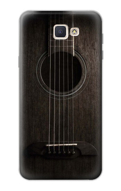 W3834 Old Woods Black Guitar Hülle Schutzhülle Taschen und Leder Flip für Samsung Galaxy J7 Prime (SM-G610F)