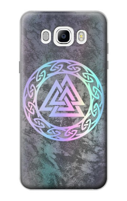 W3833 Valknut Odin Wotans Knot Hrungnir Heart Hülle Schutzhülle Taschen und Leder Flip für Samsung Galaxy J7 (2016)