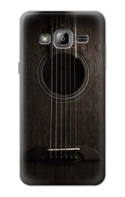 W3834 Old Woods Black Guitar Hülle Schutzhülle Taschen und Leder Flip für Samsung Galaxy J3 (2016)