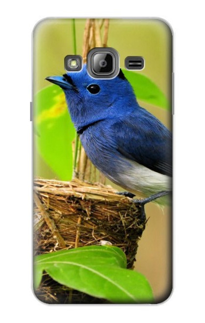 W3839 Bluebird of Happiness Blue Bird Hülle Schutzhülle Taschen und Leder Flip für Samsung Galaxy J3 (2016)