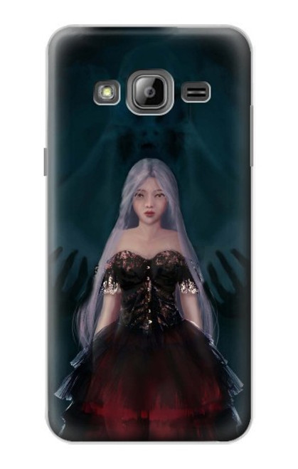 W3847 Lilith Devil Bride Gothic Girl Skull Grim Reaper Hülle Schutzhülle Taschen und Leder Flip für Samsung Galaxy J3 (2016)