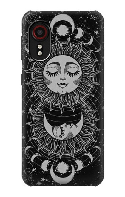 W3854 Mystical Sun Face Crescent Moon Hülle Schutzhülle Taschen und Leder Flip für Samsung Galaxy Xcover 5