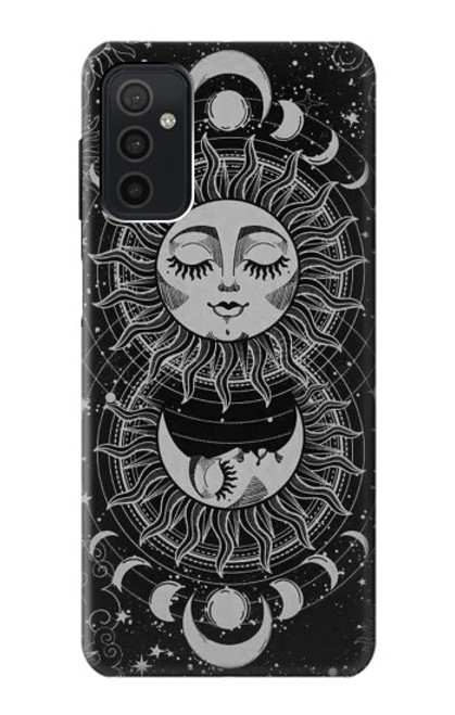 W3854 Mystical Sun Face Crescent Moon Hülle Schutzhülle Taschen und Leder Flip für Samsung Galaxy M52 5G