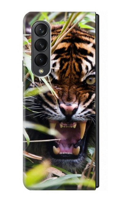 W3838 Barking Bengal Tiger Hülle Schutzhülle Taschen Flip für Samsung Galaxy Z Fold 3 5G