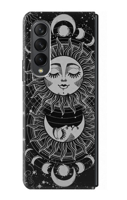 W3854 Mystical Sun Face Crescent Moon Hülle Schutzhülle Taschen Flip für Samsung Galaxy Z Fold 3 5G