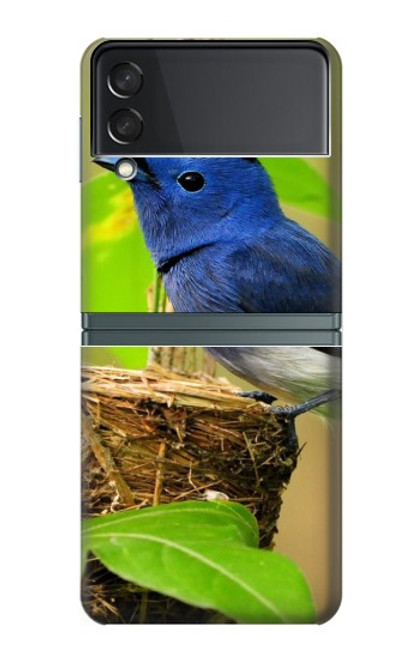 W3839 Bluebird of Happiness Blue Bird Hülle Schutzhülle Taschen Flip für Samsung Galaxy Z Flip 3 5G