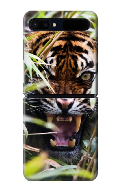 W3838 Barking Bengal Tiger Hülle Schutzhülle Taschen Flip für Samsung Galaxy Z Flip 5G