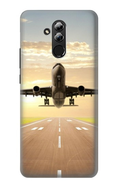 W3837 Airplane Take off Sunrise Hülle Schutzhülle Taschen und Leder Flip für Huawei Mate 20 lite