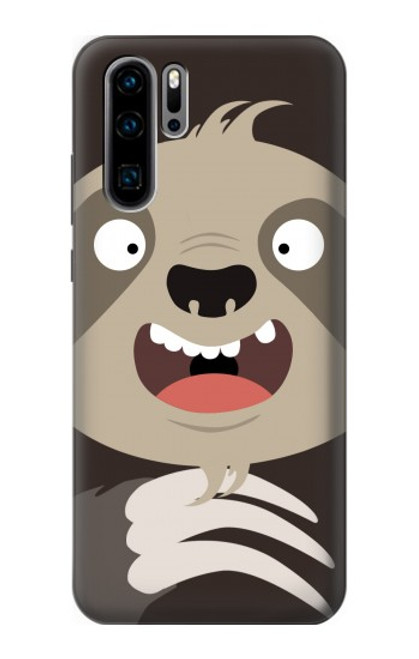 W3855 Sloth Face Cartoon Hülle Schutzhülle Taschen und Leder Flip für Huawei P30 Pro