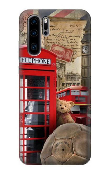 W3856 Vintage London British Hülle Schutzhülle Taschen und Leder Flip für Huawei P30 Pro