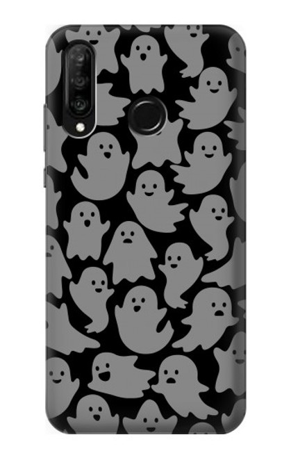 W3835 Cute Ghost Pattern Hülle Schutzhülle Taschen und Leder Flip für Huawei P30 lite