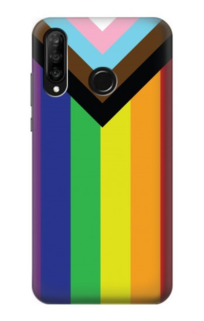 W3846 Pride Flag LGBT Hülle Schutzhülle Taschen und Leder Flip für Huawei P30 lite