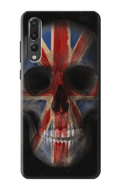 W3848 United Kingdom Flag Skull Hülle Schutzhülle Taschen und Leder Flip für Huawei P20 Pro