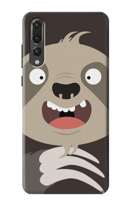 W3855 Sloth Face Cartoon Hülle Schutzhülle Taschen und Leder Flip für Huawei P20 Pro