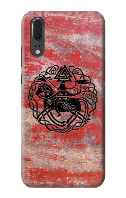 W3831 Viking Norse Ancient Symbol Hülle Schutzhülle Taschen und Leder Flip für Huawei P20