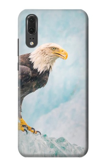 W3843 Bald Eagle On Ice Hülle Schutzhülle Taschen und Leder Flip für Huawei P20