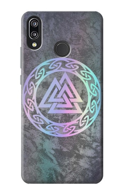 W3833 Valknut Odin Wotans Knot Hrungnir Heart Hülle Schutzhülle Taschen und Leder Flip für Huawei P20 Lite