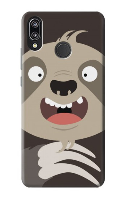 W3855 Sloth Face Cartoon Hülle Schutzhülle Taschen und Leder Flip für Huawei P20 Lite