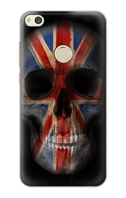 W3848 United Kingdom Flag Skull Hülle Schutzhülle Taschen und Leder Flip für Huawei P8 Lite (2017)