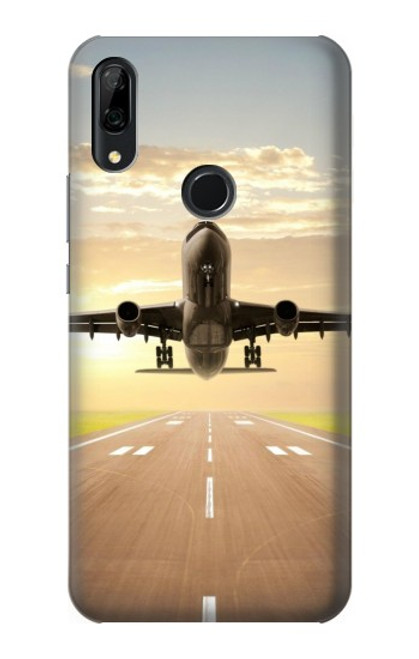 W3837 Airplane Take off Sunrise Hülle Schutzhülle Taschen und Leder Flip für Huawei P Smart Z, Y9 Prime 2019