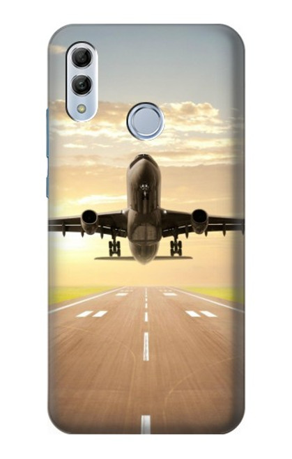 W3837 Airplane Take off Sunrise Hülle Schutzhülle Taschen und Leder Flip für Huawei Honor 10 Lite, Huawei P Smart 2019