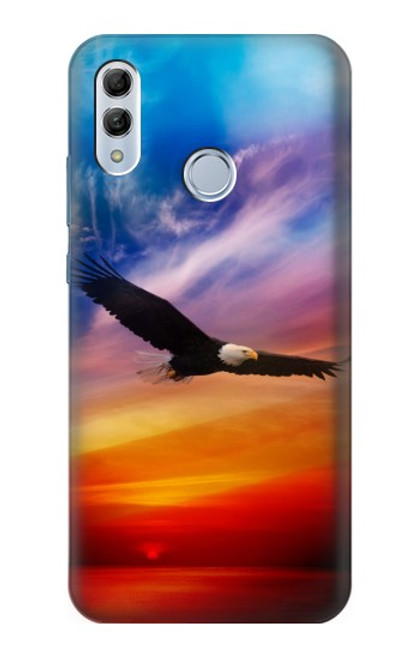 W3841 Bald Eagle Flying Colorful Sky Hülle Schutzhülle Taschen und Leder Flip für Huawei Honor 10 Lite, Huawei P Smart 2019