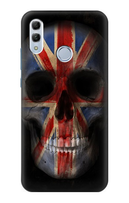 W3848 United Kingdom Flag Skull Hülle Schutzhülle Taschen und Leder Flip für Huawei Honor 10 Lite, Huawei P Smart 2019