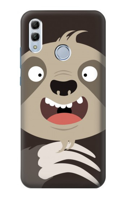 W3855 Sloth Face Cartoon Hülle Schutzhülle Taschen und Leder Flip für Huawei Honor 10 Lite, Huawei P Smart 2019